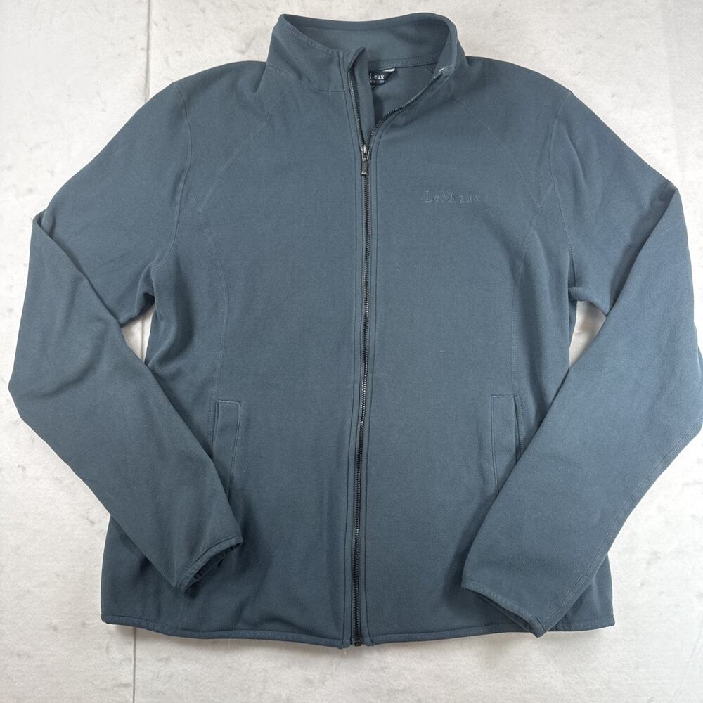 LeMieux Faye Fleece Jacket Womens US 8 UK 12 Full Zip Blue Gray Equestrian Rider